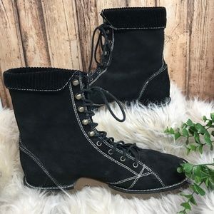Directives Laced Boots Black Suede Leather 10